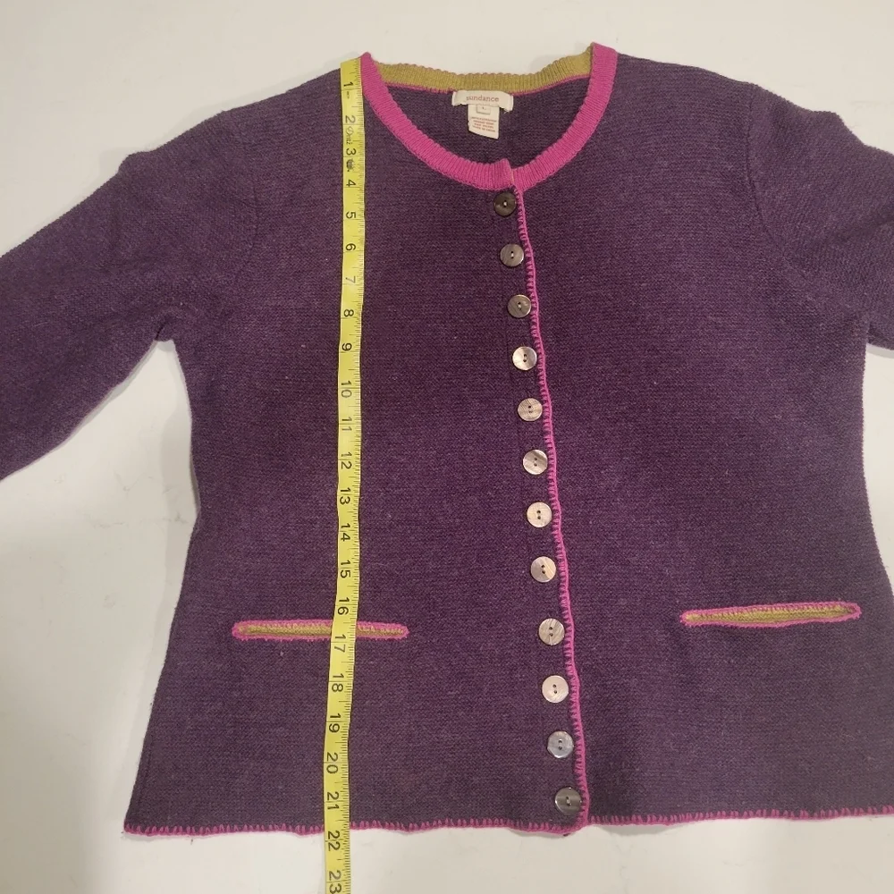Sundance Tulla 100% Merino Wool Knit Cardigan Sweater Women Large Button Down